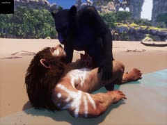 Lion getting fucked by black panther in hot animal porno